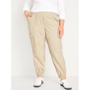 Old Navy Ankle-Zip Cargo Joggers Womens 2X Beige Quick Dry Nylon NEW